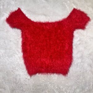 Better Be Scarlet Fuzzy Knit Top